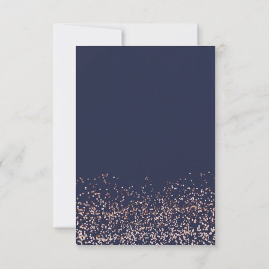 Roos Gold confetti marine blauw script border RSVP (Achterkant)