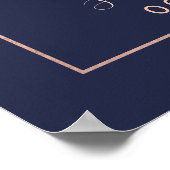 Roos gold confetti marvy blue bruiloft welkom poster (Hoek)