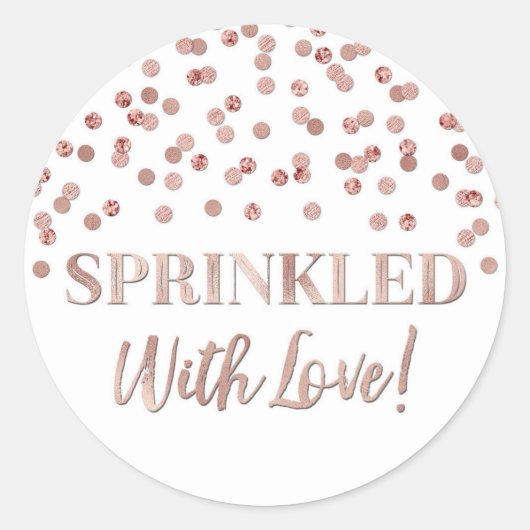 Roos Gold Confetti met liefdevol Ronde Sticker (Voorkant)