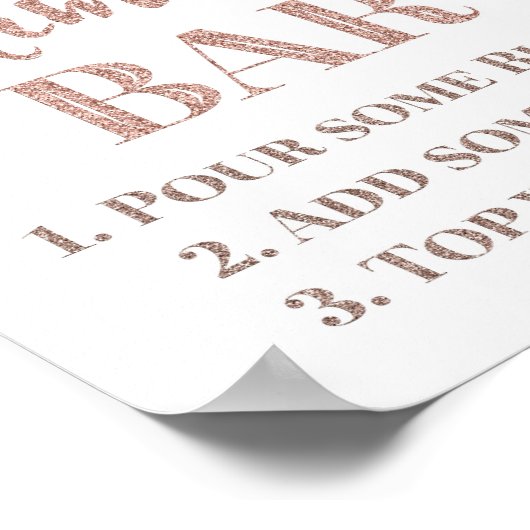 Roos Gold Confetti Mimosa Bar Weddenschap Poster (Hoek)