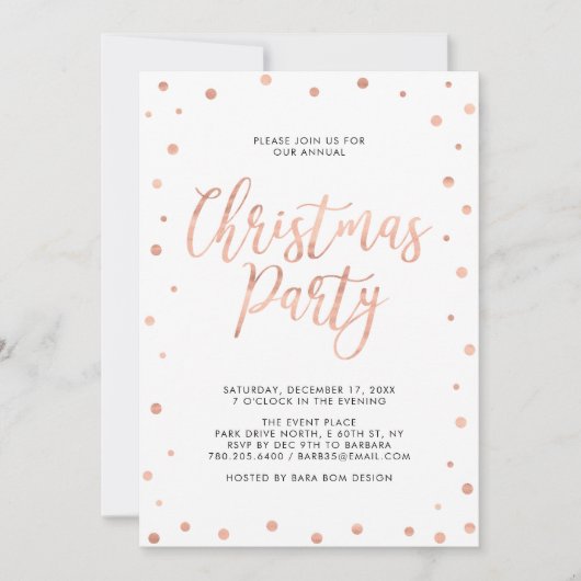 Roos Gold Confetti Moderne kerstfeestdag Kaart (Voorkant)