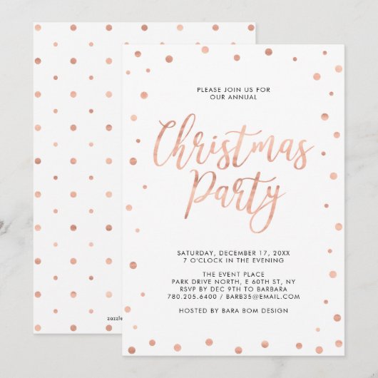 Roos Gold Confetti Moderne kerstfeestdag Kaart (Voorkant / Achterkant)