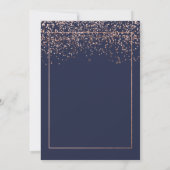 Roos gold confetti navy blue chic first communique kaart (Achterkant)