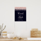 Roos Gold Confetti Navy Blue Chic Kaarten en cadea Poster (Keuken)