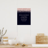 Roos Gold Confetti Navy Blue Chic Weduwen Welkom Poster (Keuken)