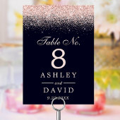 Roos Gold Confetti Navy Blue Modern Wedding Kaart