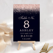 Roos Gold Confetti Navy Blue Modern Wedding Kaart