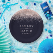 Roos Gold Confetti Navy Blue Modern Wedding Papieren Bordje (Feest)