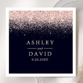 Roos Gold Confetti Navy Blue Modern Wedding Servet