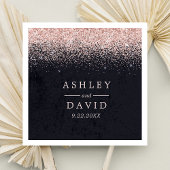 Roos Gold Confetti Navy Blue Modern Wedding Servet