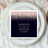 Roos Gold Confetti Navy Blue Modern Wedding Servet