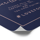 Roos gold confetti navy blue trouwbord poster (Hoek)