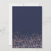Roos gold confetti navy typografie baby shower kaart (Achterkant)