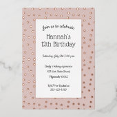 roos Gold confetti pastel roze verjaardagsfeestje  Folie Uitnodiging (Voorkant)