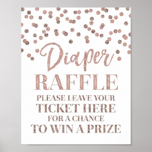 Roos Gold Confetti Raffle Baby shower Poster (Voorkant)