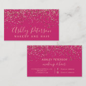 Roos gold confetti roze chic typografie visitekaartje (Voorkant / Achterkant)