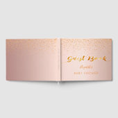 Roos Gold confetti script Baby shower meisje Gastenboek (Volledig)