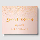 Roos Gold confetti script Baby shower meisje Gastenboek (Voorkant)