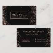Roos gold confetti simpele haarmake-up typografie visitekaartje (Voorkant / Achterkant)