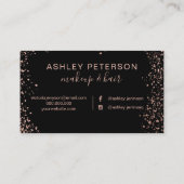 Roos gold confetti simpele haarmake-up typografie visitekaartje (Achterkant)