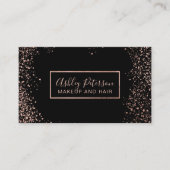 Roos gold confetti simpele haarmake-up typografie visitekaartje (Voorkant)