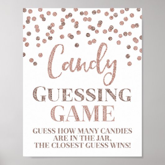 Roos Gold Confetti Snoep Game Sign Poster (Voorkant)