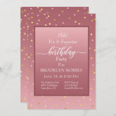 Roos Gold Confetti Surprise Birthday Kaart (Voorkant / Achterkant)