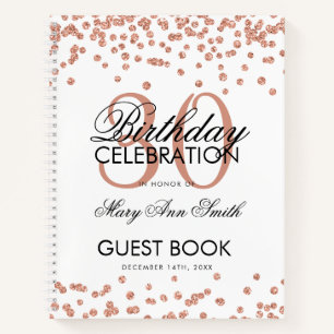Roos Gold Confetti White, 30ste verjaardag Guestbo Notitieboek