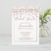 Roos Gold confetti white script vrijgezellenfeest Kaart (Staand voorkant)