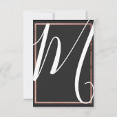 Roos Gold-contour grens Eenvoudig zwart huwelijk Bedankkaart (Achterkant)