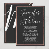 Roos Gold-contour grens Eenvoudig zwart huwelijk Kaart (Voorkant / Achterkant)