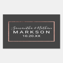 Roos Gold-contour grens Eenvoudig zwart huwelijk Rechthoekige Sticker