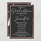 Roos Gold-contourrand Eenvoudig zwart Afstuderen Kaart (Voorkant / Achterkant)