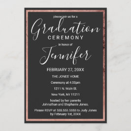 Roos Gold-contourrand Eenvoudig zwart Afstuderen Kaart