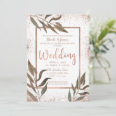 Roos Gold Copper Botanische Glam Moderne Weddensch Kaart (Staand voorkant)