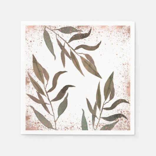 Roos Gold Copper Botanische Glam Moderne Weddensch Servet (Voorkant)