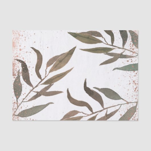 Roos Gold Copper Botanische Glam Moderne Weddensch Tissuepapier (Voorkant)