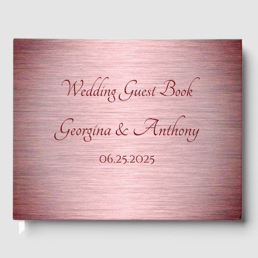 Roos Gold Copper Bourgondië Bruiloft Gastenboek (Voorkant)