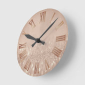 Roos Gold Copper Glitter Minimal Metal Roman Numme Ronde Klok (Hoek)