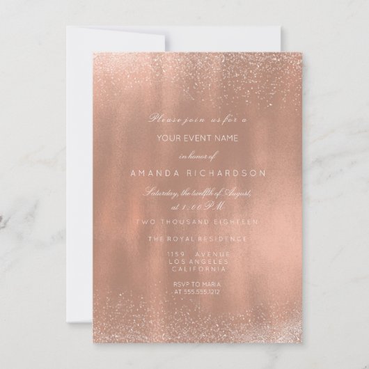 Roos Gold Copper Glitter Sparkly Bridal Verjaardag Kaart (Voorkant)