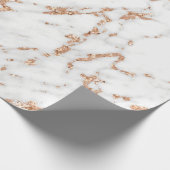 Roos Gold Copper Glitter White Carrara Marble Cadeaupapier (Hoek)