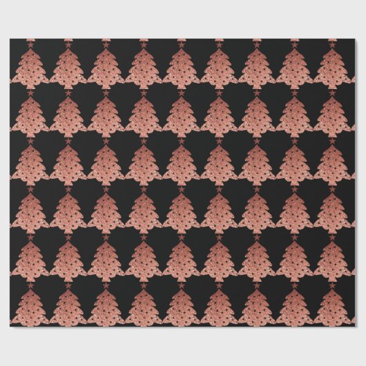 Roos Gold Copper Gold Black kerstboom Cadeaupapier (Vlak)