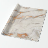 Roos Gold Copper Grey Abstract Molten Marble Glas Cadeaupapier (Uitgerold)