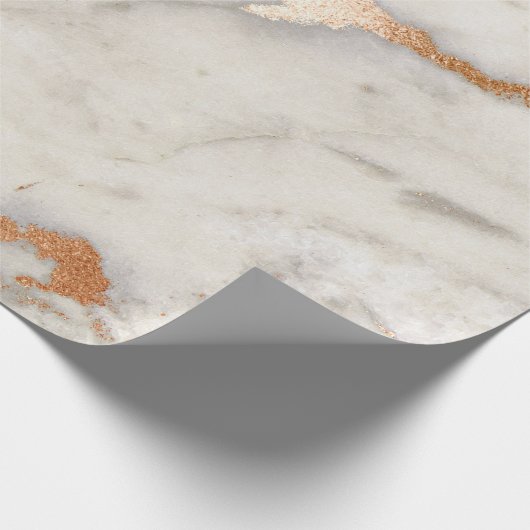Roos Gold Copper Grey Abstract Molten Marble Glas Cadeaupapier (Hoek)