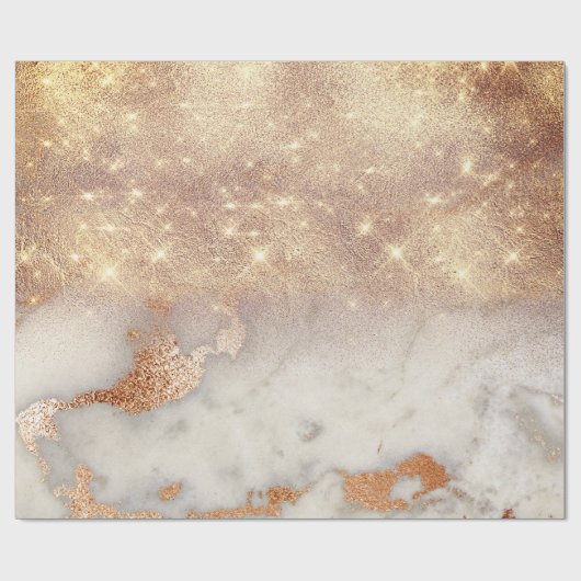 Roos Gold Copper Grey Abstracte marmer Glitter Spa Cadeaupapier (Vlak)