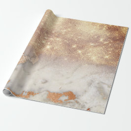 Roos Gold Copper Grey Abstracte marmer Glitter Spa Cadeaupapier