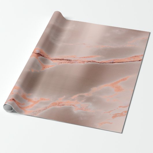 Roos Gold Copper Minimale marmer Abstract metaal Cadeaupapier (Uitgerold)