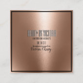 Roos Gold Copper-minimalistisch elegant en modern Vierkante Visitekaartje (Achterkant)