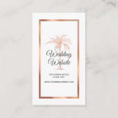 Roos Gold Copper Palm Beach Marble Wedding Website Informatiekaartje (Voorkant)