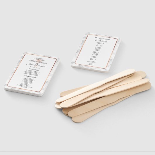 Roos Gold Copper Palm Tree Marble Wedding Program Handwaaier (Niet-gemonteerd)